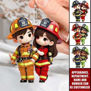 Personalized Gifts For Couple Keychain Firefighter Couple