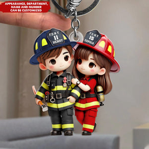 Personalized Gifts For Couple Keychain Firefighter Couple