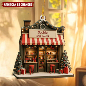 Celebrate Your Style Nail Salon Ornament, Personalized Custom Wood Ornament