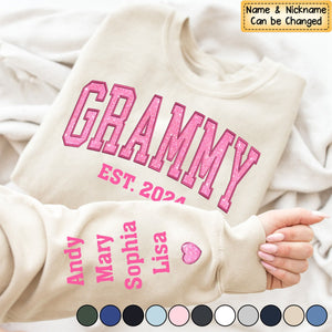 Mimi Glitter Pink Embroidered And GrandKids Sweatshirt
