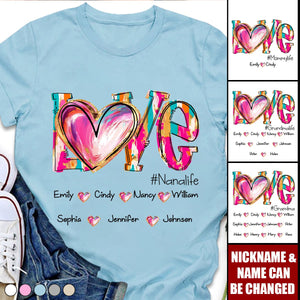 Love Grandmalife Kid Names Heart Personalized T-shirt