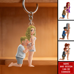 Sweet Kiss Couple - Personalized Keychain, Gift for Couple
