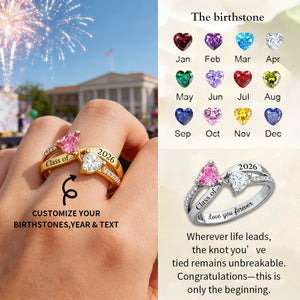 Graduate Duo Birthstone Commencement Knot Ring