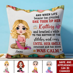 Personalized Gifts For Knitting Girl Pillow