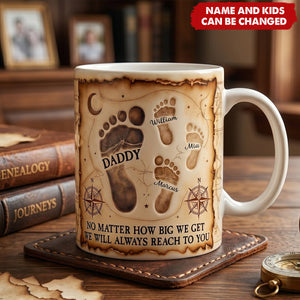 Dad Footprint - Personalized Custom Coffee Mug, Gift For Dad