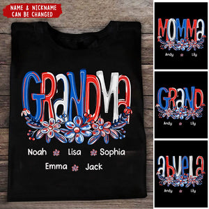 Red White Blue USA 4th July For Grandma And Kids Personalized Shirt