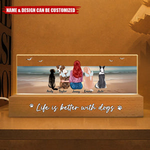 Realistic Beach Landscape A Girl And Her Dog Bond Can't Be Broken Personalized Acrylic Block LED Night Light