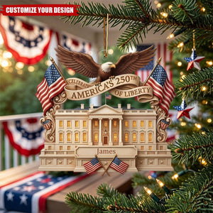 Personalized Happy 250th Anniversary America Acrylic Ornament, 1776-2026 USA Semiquincentennial Custom Patriotic Christmas Tree Decor