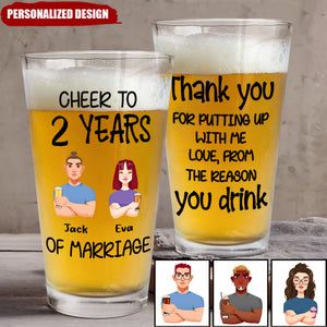 Cheer To 10 Years Of Marriage - Personalized Beer Glass