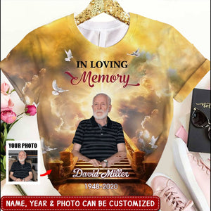 Golden Heaven Insert Photo, In Loving Memory Personalized 3D T-shirt