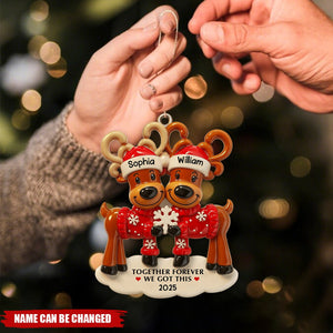 Together Forever We Got This, Reindeer Ornament, Gift For Couples And Family
