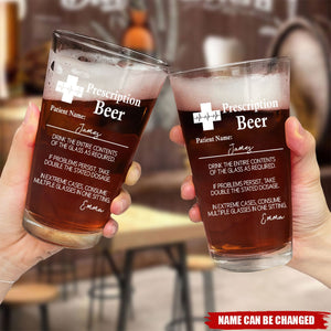 Prescription Beer Personalized Beer Glass, Funny Birthday Gift For Dad Brother Sister Bestie