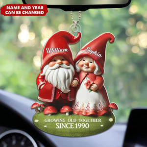 Personalized 3D Effect Dwarf Couple Together, Heartfelt Gift For Couple, For Him, For Her, Husband, Wife Transparent Acrylic Car Ornament