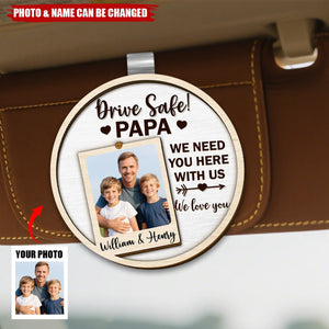 Custom Photo Drive Safe I Love You - Personalized Custom Shaped Car Visor Clip