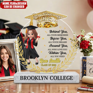 The Journey Begins Here - Personalized Acrylic Block Plaque, Gift for Graduation