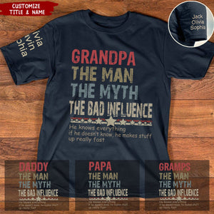 Dad Papa Legend Influence Personalized T-shirt