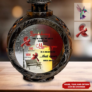 Remembering Loved Ones With Cardinal And Winter Scene - Personalized Custom Christmas Lantern Ornament