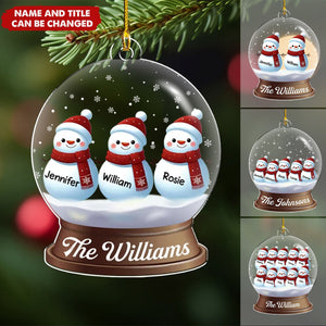 Snowman Family Christmas - Personalized Custom Acrylic Ornament