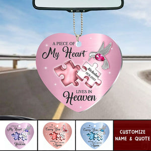 A Piece of My Heart Lives In Heaven - Personalized Memorial Acrylic Ornament