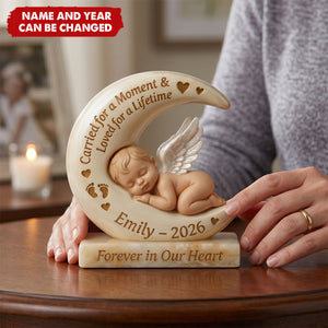 Baby Angel & Moon - Personalized Custom Shaped Acrylic Plaque