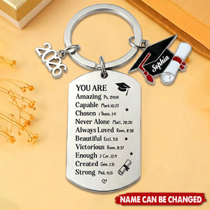 Never Alone, Always Loved - Personalized Graduation Keychain
