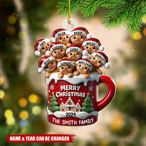 Gingerbread Family In Hot Cocoa Christmas Personalized Acrylic Ornament
