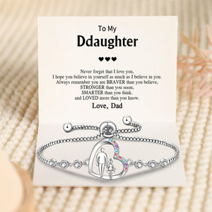Dad To Daughter - Never Forget That I Love You Hand In Hand Heart Charm Bracelet
