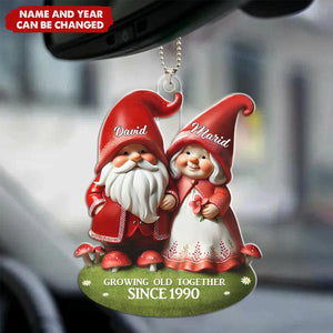 Personalized 3D Effect Dwarf Couple Together, Heartfelt Gift For Couple, For Him, For Her, Husband, Wife Transparent Acrylic Car Ornament