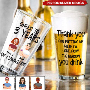 Cheer To 10 Years Of Marriage - Personalized Beer Glass