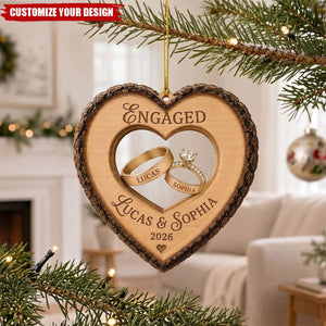 "The Year We Became Mr. & Mrs." Personalized Wooden Ornament - Custom Wedding Gift for Couples