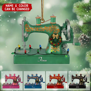 Personalized Sewing Machine Ornament – Custom Seamstress Christmas Gift for Tailors and Crafters