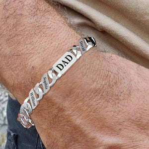 Personalised Cuban Chain Bracelet Custom Engraved Gift for Men