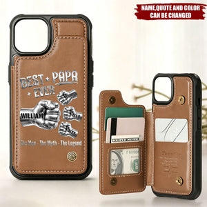 Best Dad Ever - Personalized Leather Flip Wallet Phone Case