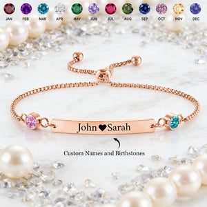Personalized Couple Forever Linked Together Custom Birthstones Bracelet