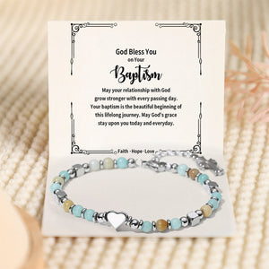 God Bless You on Your Baptism - Grace Stay upon You Everyday - Religious Cross Bracelet