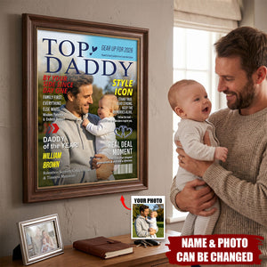 Personalized Daddy Magazine Cover, Gift For Daddy, Custom Daddy Photo Canvas