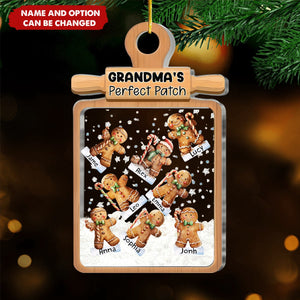 Personalized Gingerbread Christmas Gift For Grandma's Perfect Patch Shaker Ornament