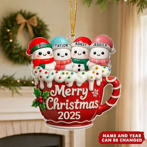 Snowman Family - Personalized Christmas Acrylic Ornament