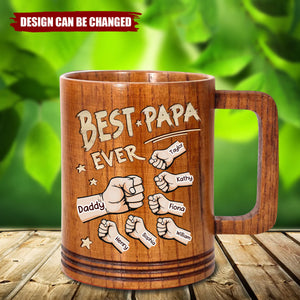 Built On Fist Bumps & Love - Family Personalized Custom Wooden Mug - Father's Day, Gift For Dad, Grandpa