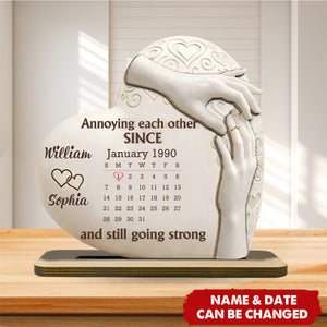 Annoying Each Other Since, Heart and Hands Design Wooden Plaque