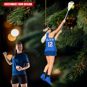Lacrosse Women - Personalized Acrylic Christmas Ornament, Gift for Lacrosse Players