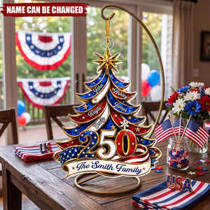 Patriotic Christmas Tree 250 - Personalized Acrylic Custom Shape Ornament