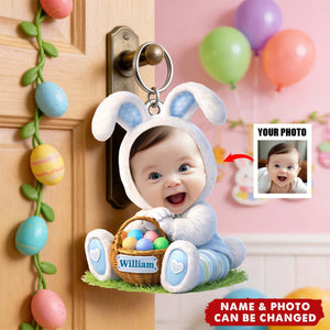 Easter Bunny Kid Acrylic Keychain - Custom Photo Gifts For Kids