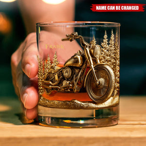 Never Underestimate An Old Man With His Motorcycle - Personalized Biker Whiskey Glass