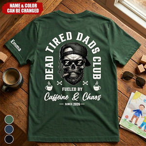 Dead Tired Dads Club Custom Kids' Names On Sleeves Shirt
