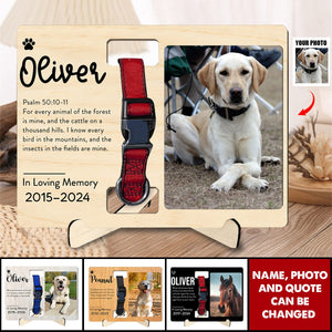 Custom Photo Memorial Gift - In Loving Memory - Personalized Wooden Collar Plaque