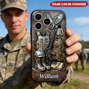 Honor And Bravery Soldier, Personalized Clear Phone Case, Gift For Him