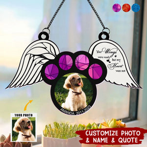 The Moment Your Heart Stopped Mine Changed Forever - Memorial Personalized Dog Paw Hanging Suncatcher Ornament