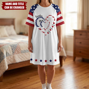 Mom's Grandma's Sweethearts Independence Day - Personalized Women's Sleep Tee