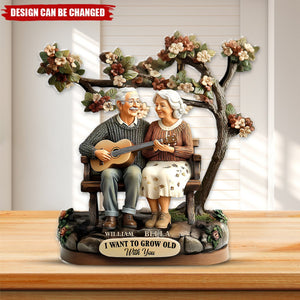 I Want To Grow Old With You - Personalized Couple Custom Shaped Acrylic Plaque